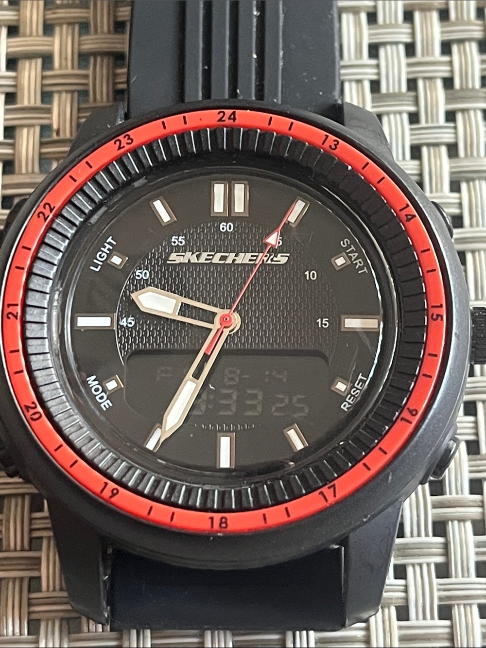 Skechers Black and Red Dual-Display Sport Watch